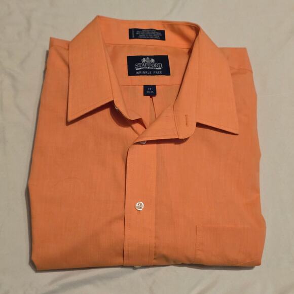Stafford Other - Stafford Orange Broadcloth Button Down Dress Shirt 17   34/35